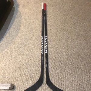 Two Lefty Bauer Pro-stock Hockey Sticks